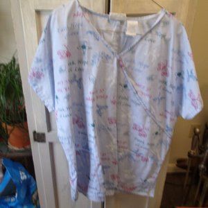 JIJ Scrubs shirt top love hope faith size1X blue